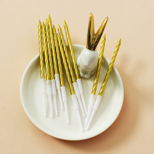 Cross-border ins gold paint 10 pcs thread children's party with base cake bakery shop decoration smokeless birthday candles