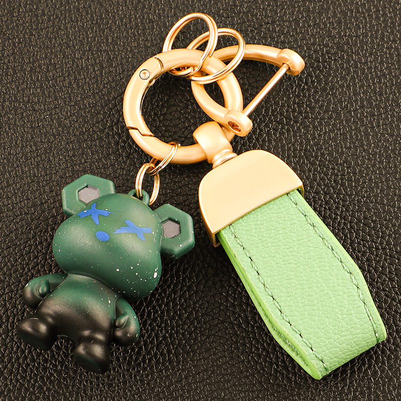 Llavero de oso de alta gama en el extranjero, colgante de llave de pareja, cuerda de mano de cuero, hebilla de metal duradera, hombre de comercio electrónico de Amazon