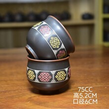 壮锦彩绘主人杯坭兴陶茶杯批发大容量单杯花山壁画绘原矿茶品茗杯