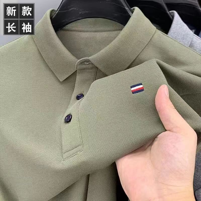 Cross-Border Men's Short-Sleeved T-Shirt Summer High-Quality Lapel Heavy Casual Embroider No-Iron Half-Sleeved Polo Shirt Top
