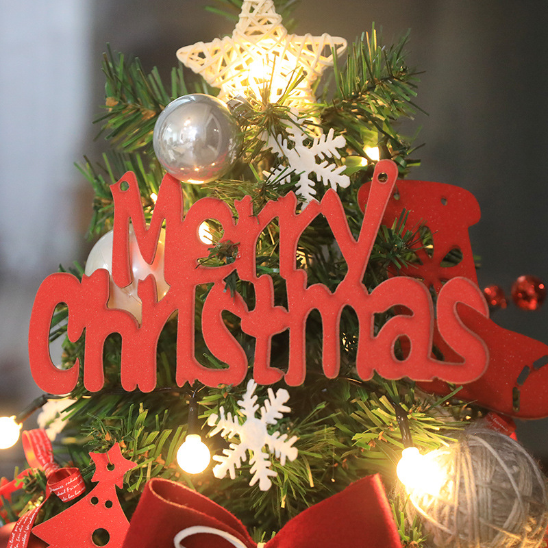 Escritorio en casa 60cm cifrado mini árbol de Navidad conjunto centro comercial decoración adornos de Navidad rojo