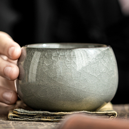 Black ice flower master cup single cup open tea cup tea cup tall men's kung fu ceramics personal office household supplies tea cup