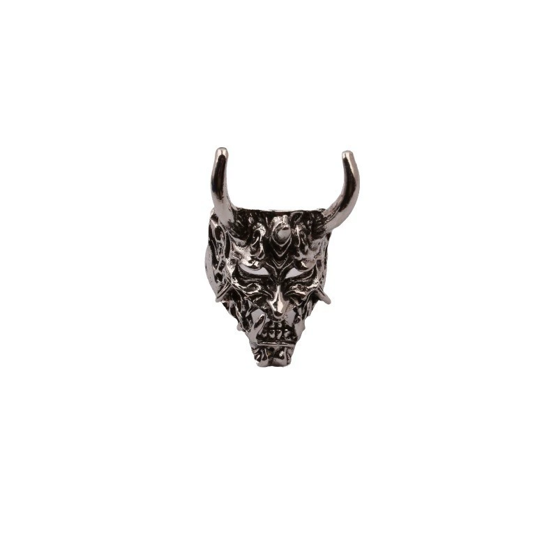 Adjustable prajna mask ring, punk/gothic horn design, lightweight, adjustable opening