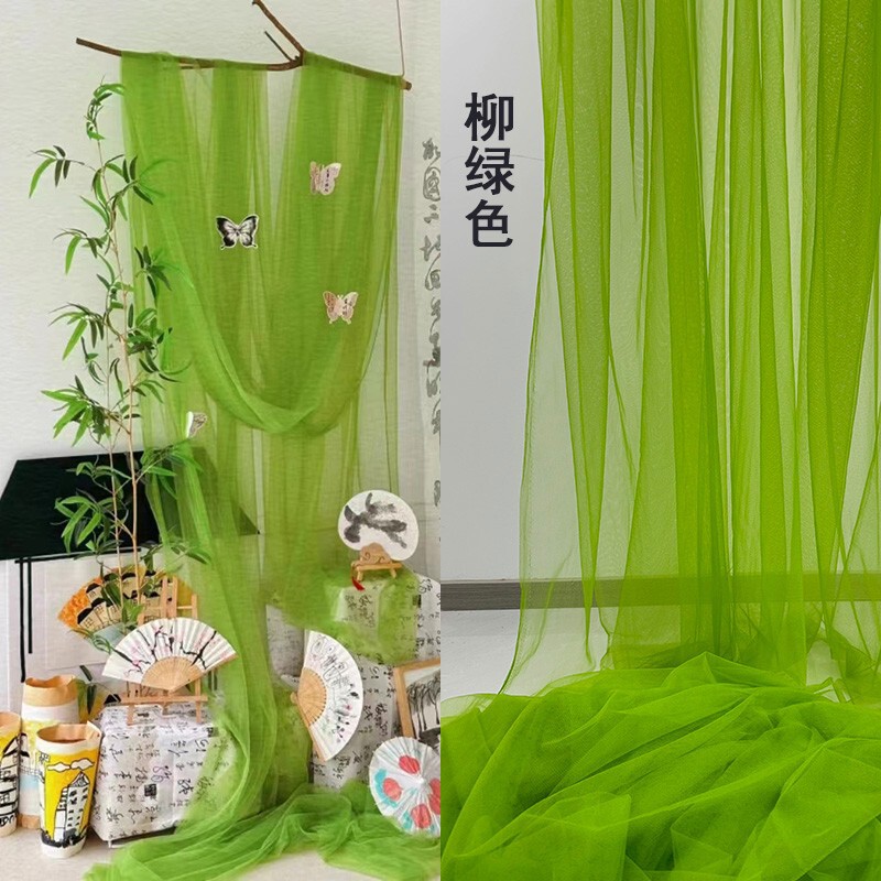 Green Gauze Mesh Fabric for Kindergarten Environment Creation, Handmade Decoration, Scene Arrangement, Lightweight Background Cloth, New Chinese Style Green Gauze Mesh Fabric for Kindergarten Environment Creation, Handmade Decoration, Scene Arrangement, Lightweight Background Cloth, New Chinese Style