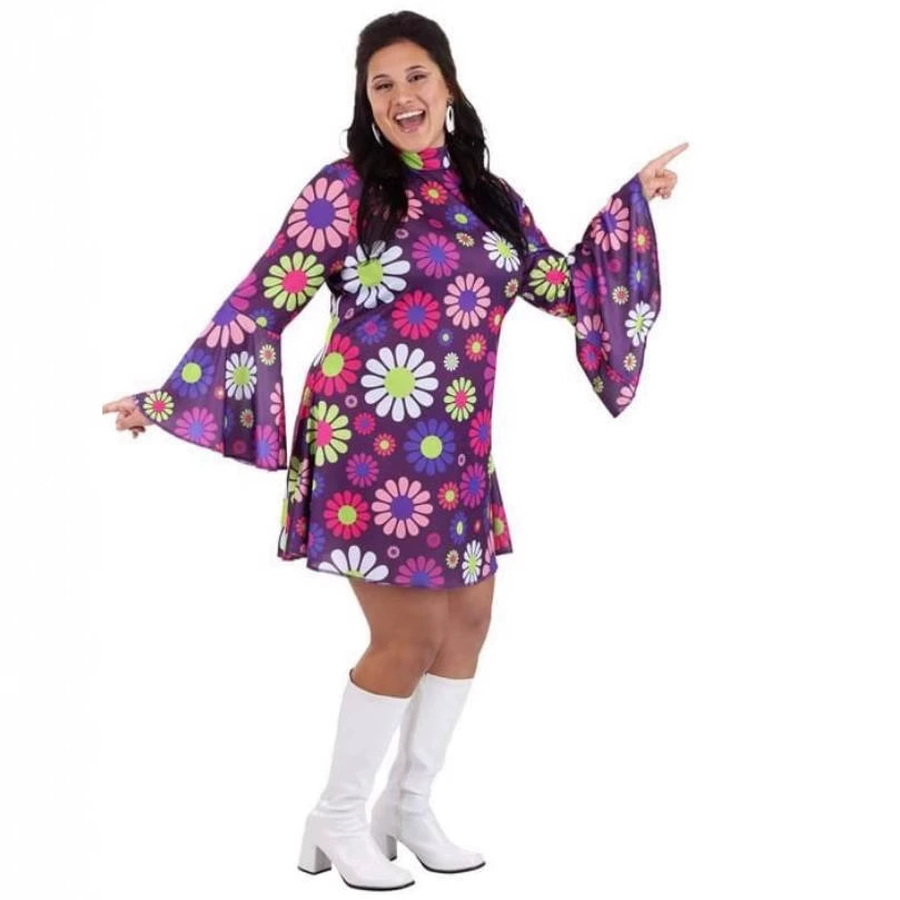 2023 трансграничная Amazon AliExpress Новая Женская одежда в стиле ретро 60-х годов с принтом больших размеров