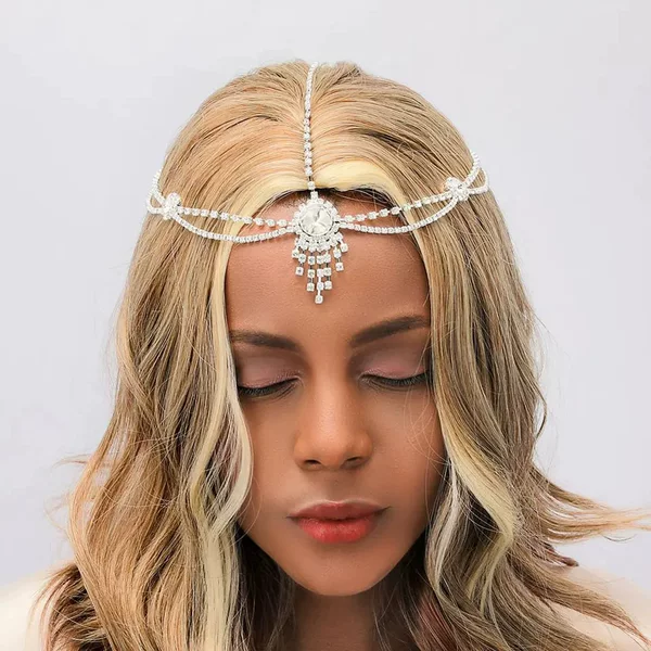 Europe and the United States cross-border fashion personality luxury Joker headdress bride wedding accessories tassel head chain flash diamond hair chain wholesale