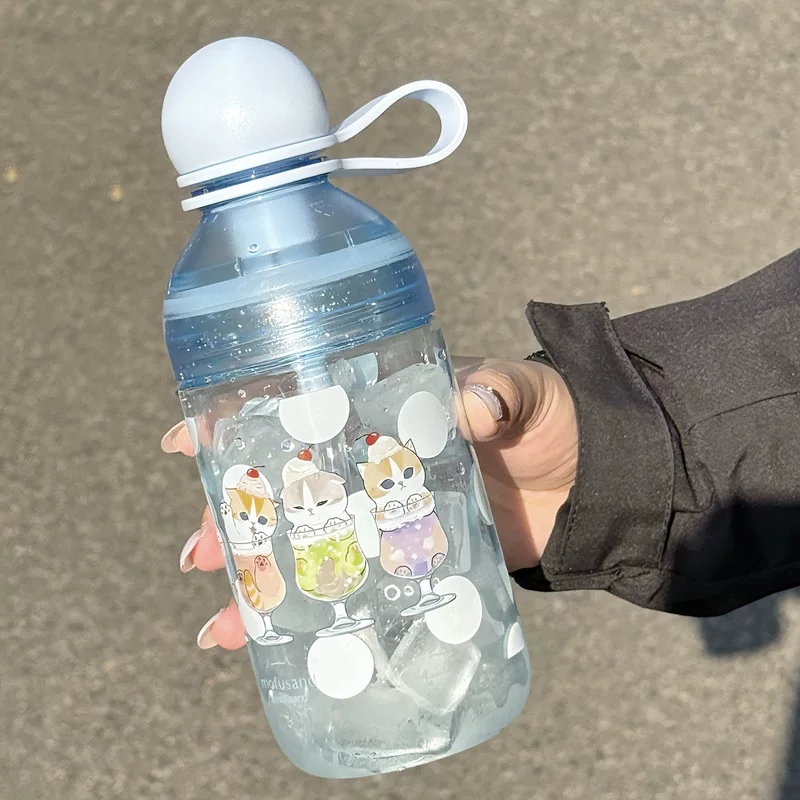 Cute high quality glass, handheld space summer plastic fruit tea, fall protection