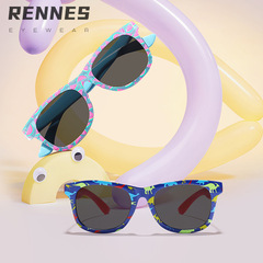 跨境新款卡通五彩印花方框兒童戶外遮陽墨鏡卡通可愛寶寶潮流墨鏡