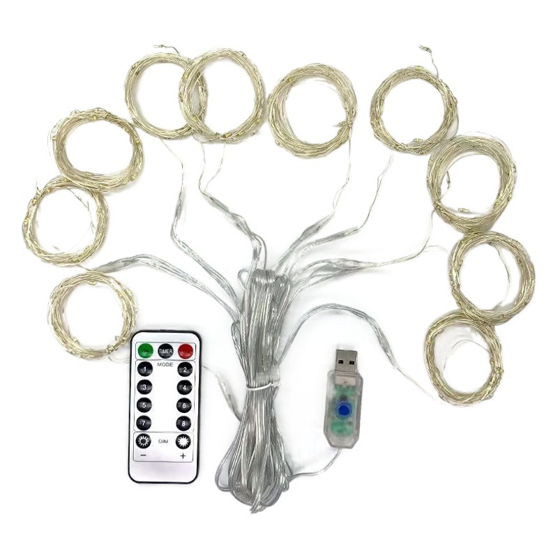 Amazon llevó la lámpara de alambre de cobre lámpara de la cortina 3*3 M gancho USB control remoto de ocho funciones decoración de la habitación lámpara de alambre de cobre