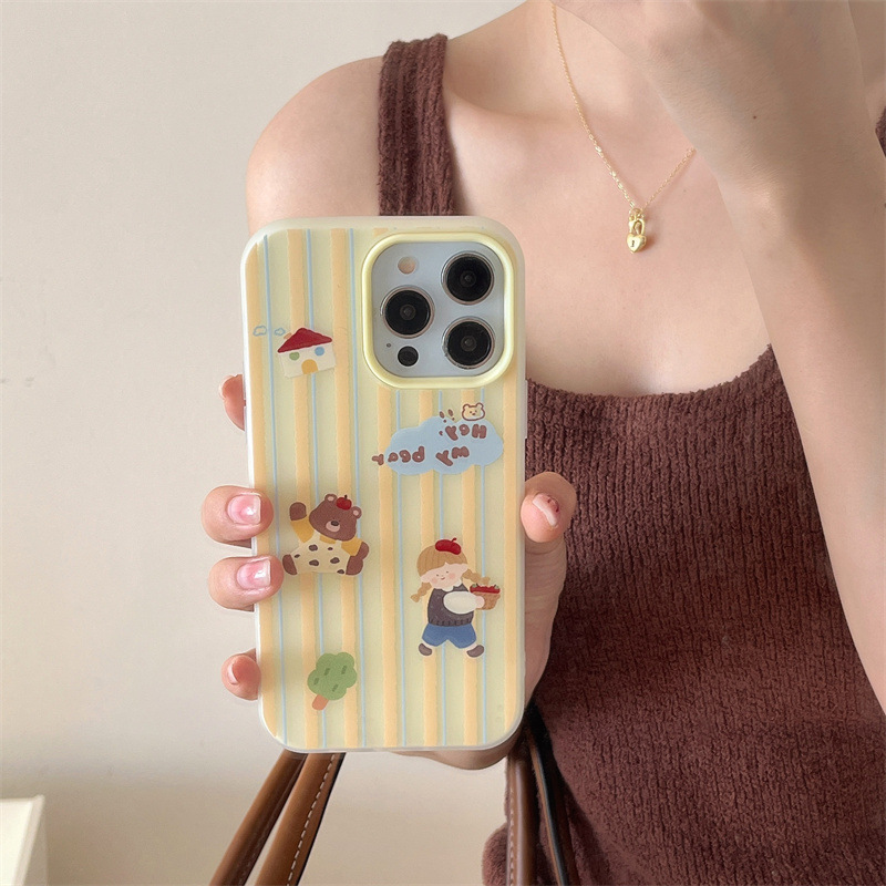 Cartoon ins raya oso chica para 15ProMax funda para teléfono móvil iPhone14 Apple 13/12 cadena 15