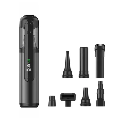 New Car Vacuum Cleaner with Tozsoranlar - q808-green-light-display-gray-6000-ma-17000pa