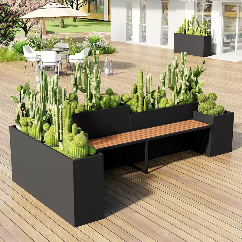 Caja de flores de acero inoxidable al aire libre combinación de cama de flores móvil divisoria de péndulo exterior departamento de ventas valla municipal caja de plantación de tanque de flores