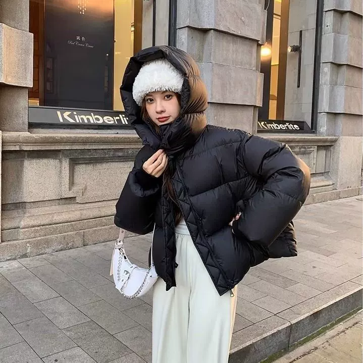 短款羽绒棉服2025新款小个子冬季外套连帽棉衣加厚面包棉袄