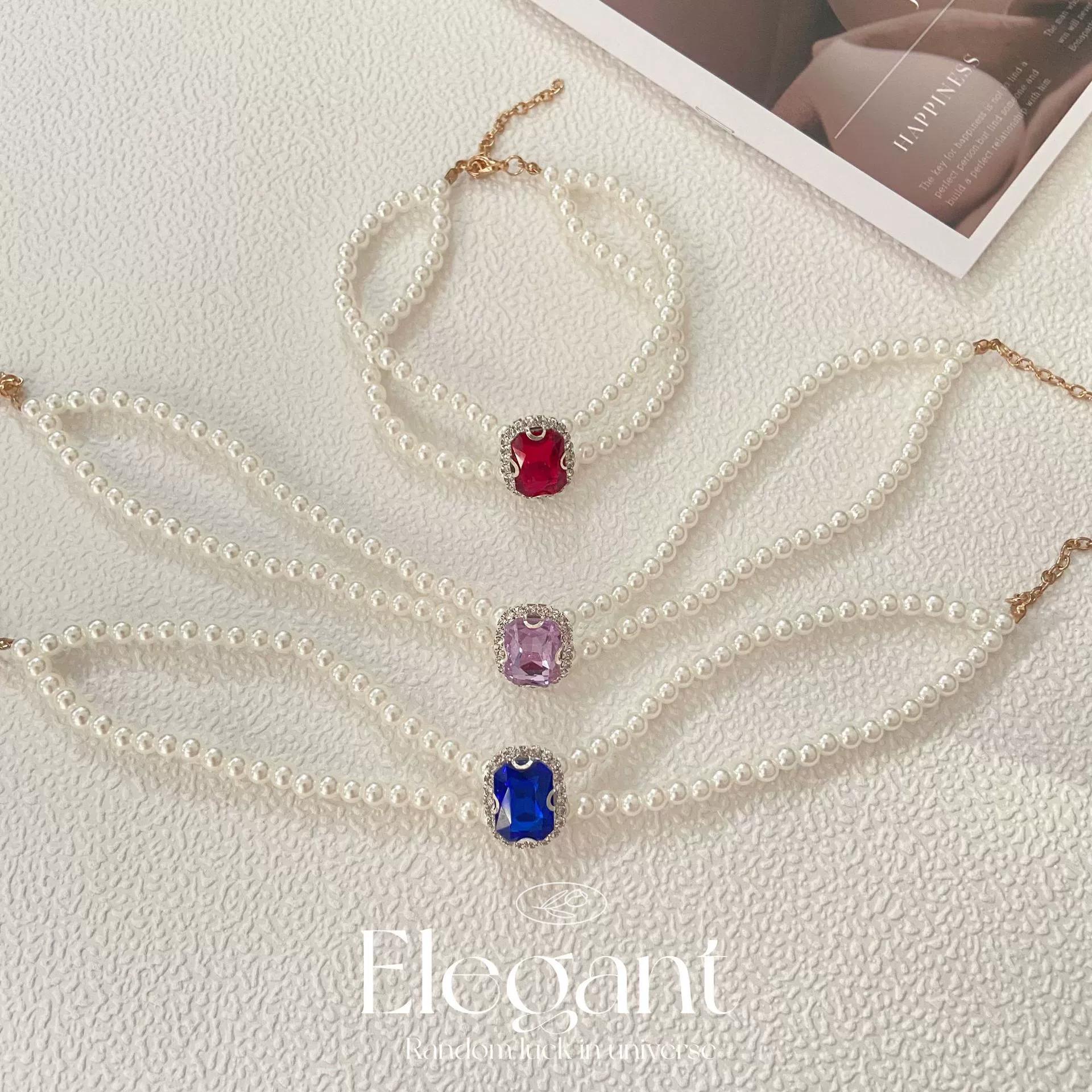 Французская кошка собака жемчужное ожерелье хрустальное аксессуар кукла элегантный темперамент домашнее животное двухрядный ошейник котенок