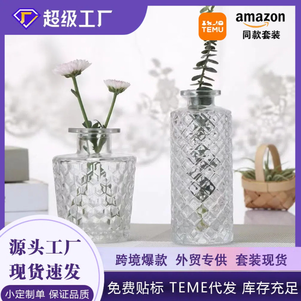 Botella de vidrio de alta calidad botella de plantas hidropónicas floral mini jarrón europeo perfumado jarrón transparente personalizado