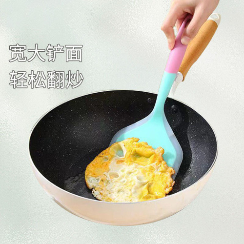 Wholesale half-transparent silicone spatula, kitchen tools, stir-frying spatula, two-color frying spatula, cooking utensil spatula