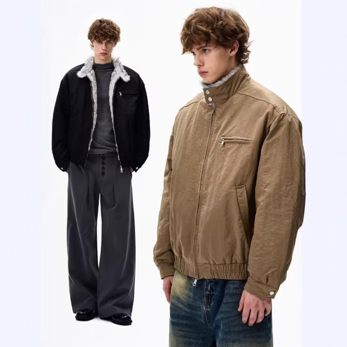 cleanfit座山雕毛领棉服外套男秋冬款高级感痞帅潮牌翻领夹克棉衣