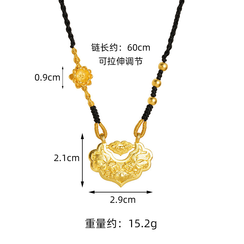 Herencia de oro de arena antigua, brújula de ocho tesoros, collar de bendición, estilo chino hueco, retro, marea nacional, joyería de aleación de cobre al por mayor