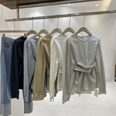 胖mm特大码300斤法式小众休闲百搭衬衫女秋季新款修身扭结上衣潮