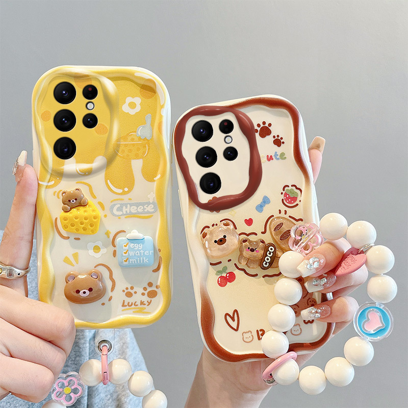 For Samsung S24ultra Phone Case S23plus Stereo Doll S21FE Cream Edge S22 Soft Silicone Case