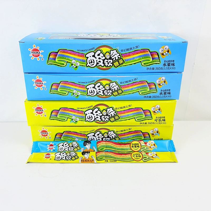 Sour bar sandwich gummy gel фруктовый вкус конфета Интернет-знаменитость кислый и сладкий радужный длинный батон детские закуски оптом
