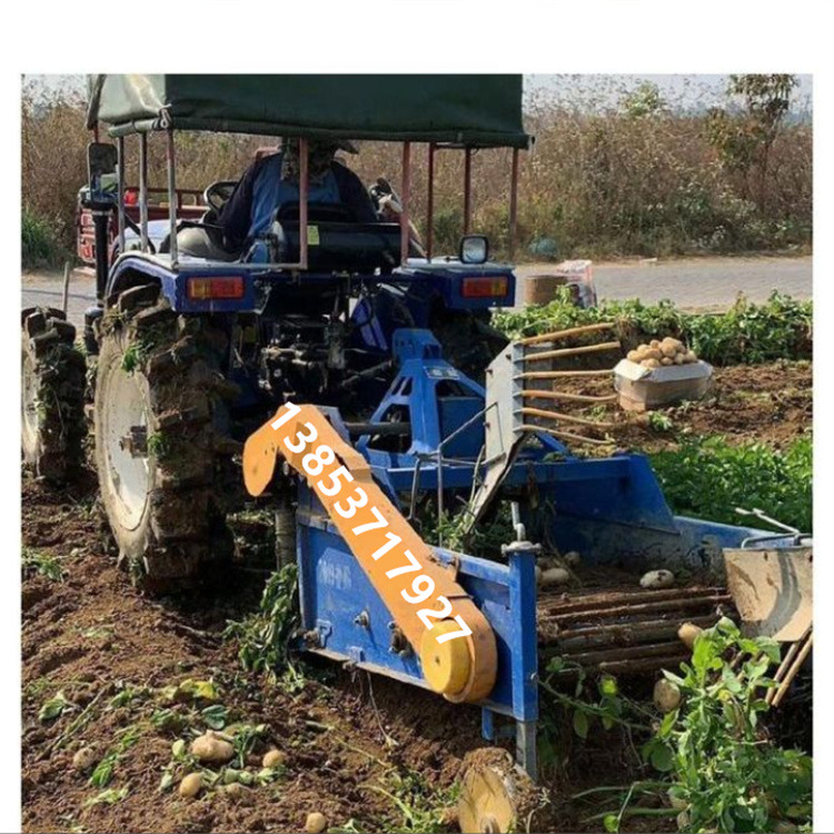 拖拉机带链条土豆收获机-黑龙江马铃薯地瓜挖掘机-垄上挖土豆机器