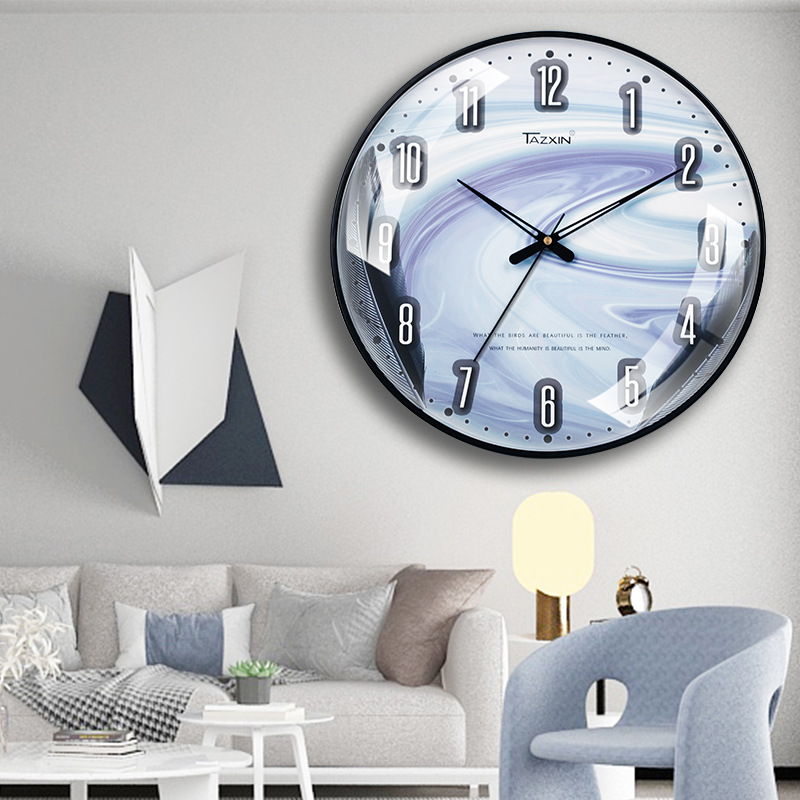 Suministro directo de fábrica convexo reloj de pared de vidrio nórdico luz de lujo simple reloj mudo sala de estar curvo entrega por lotes reloj transfronterizo image 3