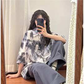 DY809新款颜衫花衬衫女短袖夏季外套休闲衬衫潮牌半袖衬衣2026潮
