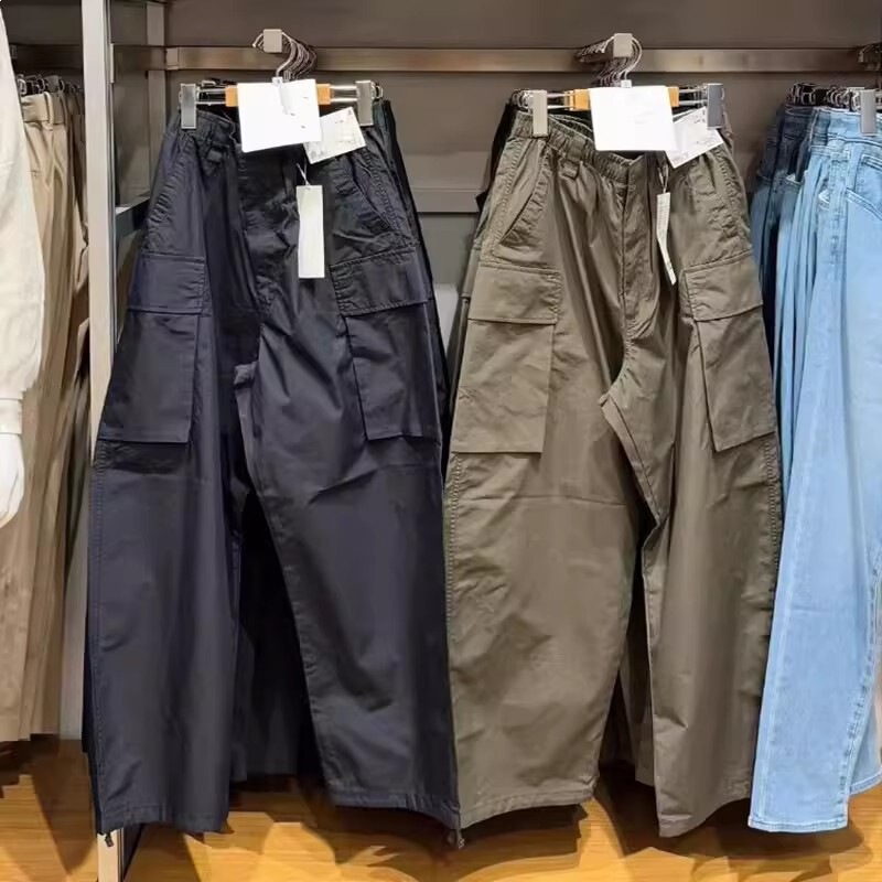 Men's and Women's Elastic Waist Wide-Leg Multi-Pocket Loose Cargo Pants Jogger Casual Pants Straight-Leg Pants 482883 Men's and Women's Elastic Waist Wide-Leg Multi-Pocket Loose Cargo Pants Jogger Casual Pants Straight-Leg Pants 482883