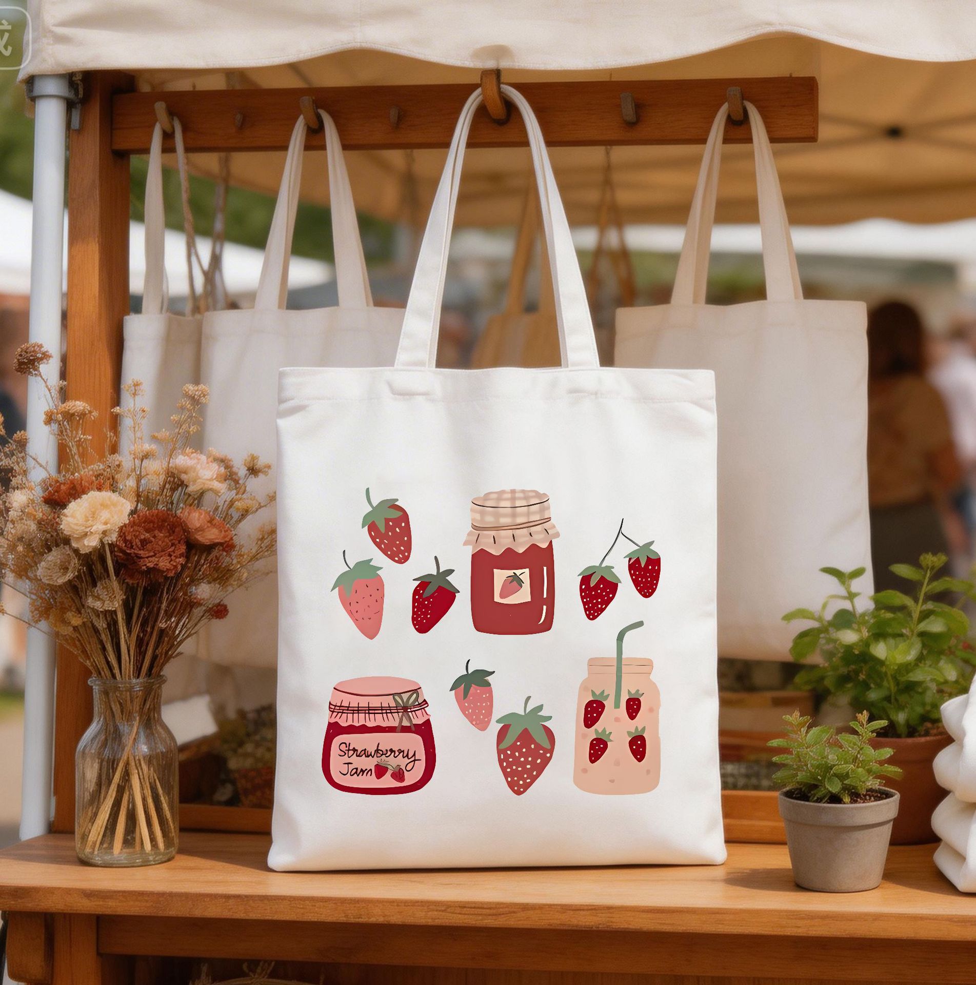 Serie de frutas de impresión de cereza bolsas de lona bolsas de hombro bolsas plegables bolsas de mano bolsas de compras Amazon explosión comercio exterior
