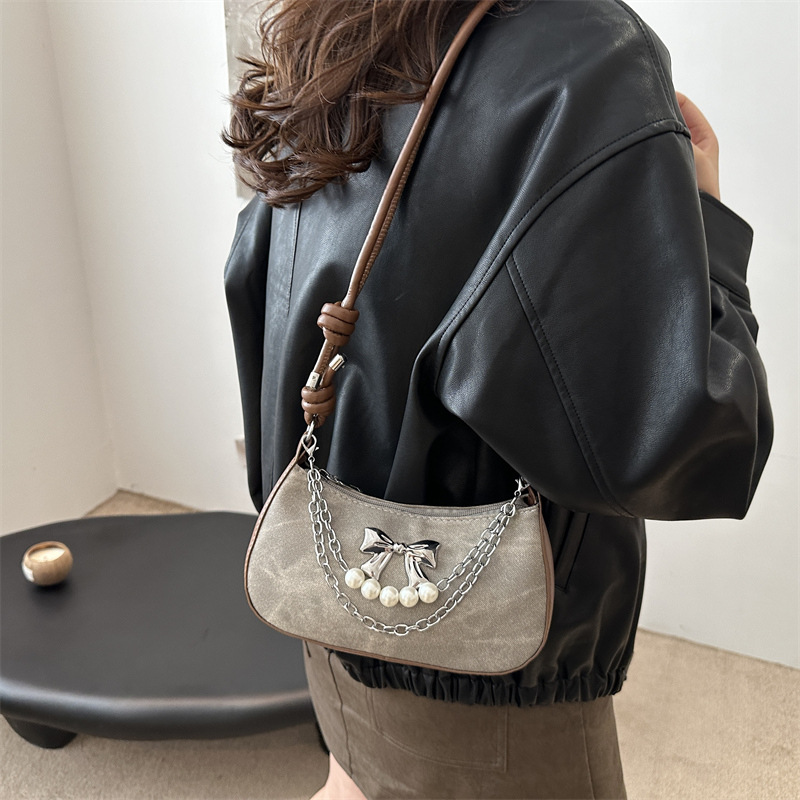 Bolsos para axilas, sentido del diseño femenino, nicho 2024, nueva moda, estilo popular de este año, bolso de mensajero de un solo hombro con lazo