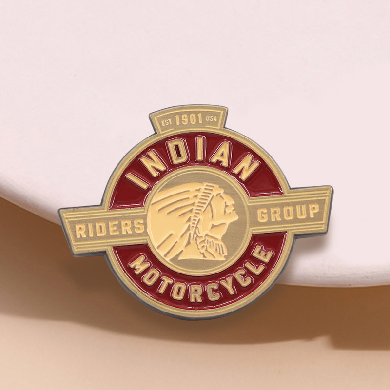 Indian Motorcycle 1901 Rider Group Logo Badge Retro Metal Enamel Pin Fan Collection Brooch Indian Motorcycle 1901 Rider Group Logo Badge Retro Metal Enamel Pin Fan Collection Brooch