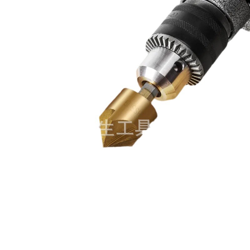 Dispositivo de biselado de 6-19mm de seis piezas Juego de brocas para trabajar la madera 6PC mango hexagonal de titanio cuchillo de biselado de cinco hojas