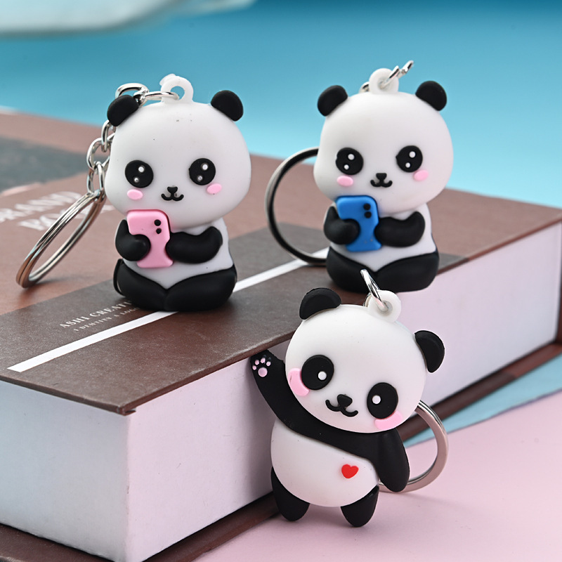 Cute National Treasure Panda Cartoon Keychain Playful Panda Bag Pendant Local Promotion Pendant Small Gift Wholesale