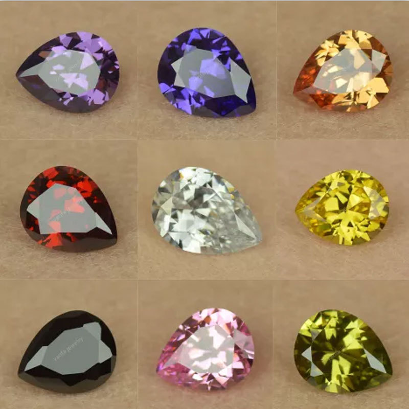 20 colors pear-shaped diamond artificial zircon bare stone CZ drop-shaped ring face colored diamond cubic zirconia artificial gem 20 colors pear-shaped diamond artificial zircon bare stone CZ drop-shaped ring face colored diamond cubic zirconia artificial gem