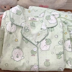 哈密瓜自嘲熊睡衣女春秋季长袖长裤ins风套装美少女可外穿家居服
