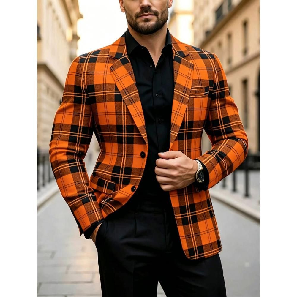 Hombres delgados trajes casuales impresión 3D clásica versátil primavera y otoño chaqueta de trajes transfronterizos Gran Bretaña spot