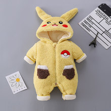 婴儿衣服冬款夹棉加厚三个月宝宝冬装加绒男宝连体衣可爱超萌外穿