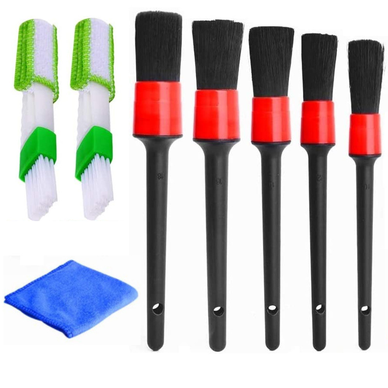 8件套汽车内饰细节刷空调口间隙刷细节刷圆头油漆刷PP刷清洁刷