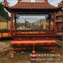 寺庙户外大型祠堂八龙柱长方形带顶香炉纯铜铸香炉厂家