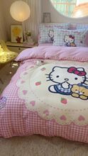 2026三丽鸥HelloKitty凯蒂猫儿童卡通纯棉被套床单床笠床裙三四件