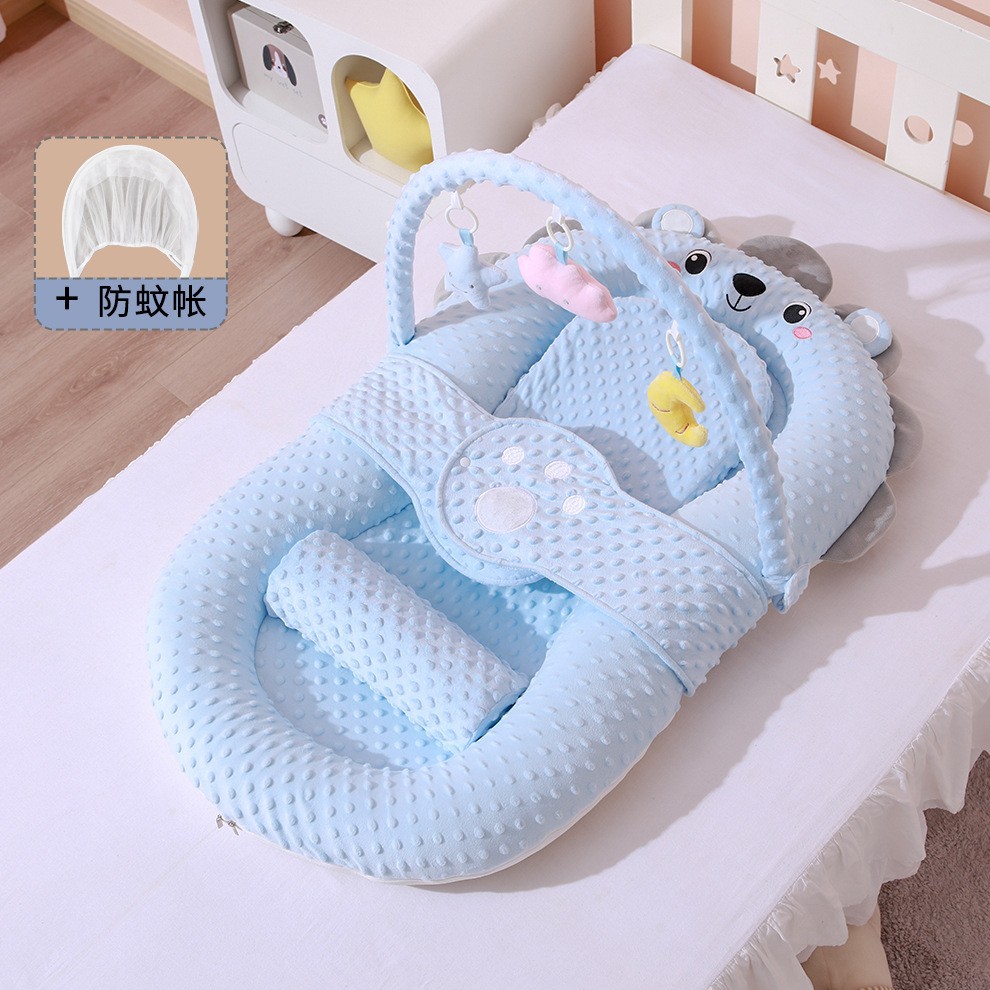 블루 라이온 싱글 침대 + 슬로프 매트 + 장난감 선반 + 모기장
