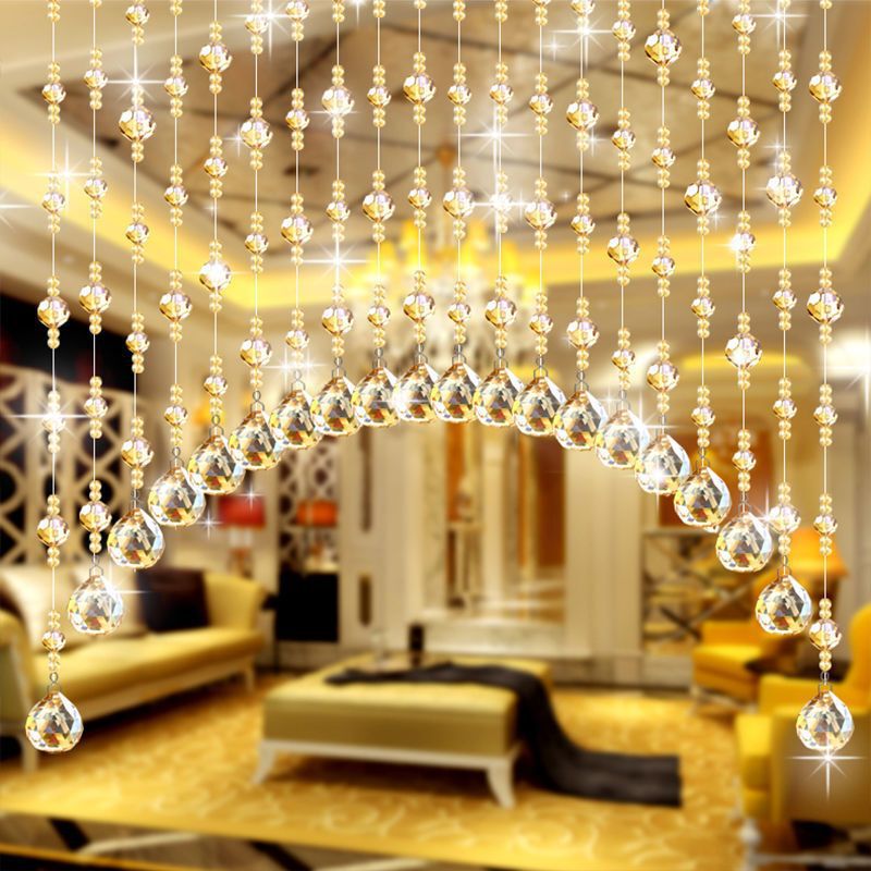 Crystal Bead Curtain Feng Shui Door Curtain Hanging Curtain Partition Curtain Room Decoration Living Room Entrance Aisle Bathroom Punch-Free