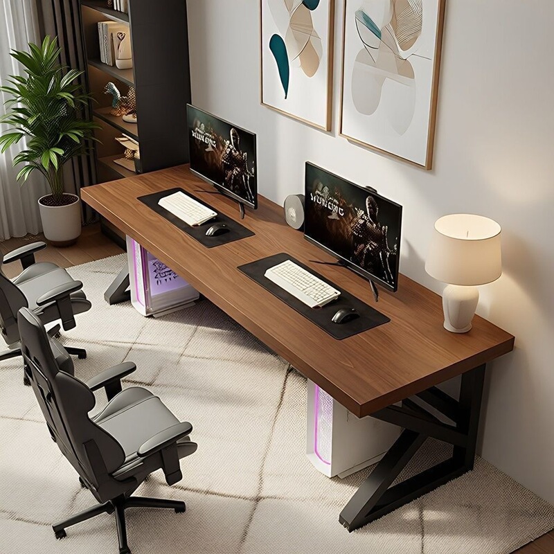 Solid wood large double computer desk, suitable for bedrooms, home offices, and as a long writing desk or workstation for two people, also ideal as a gaming desk Solid wood large double computer desk, suitable for bedrooms, home offices, and as a long writing desk or workstation for two people, also ideal as a gaming desk