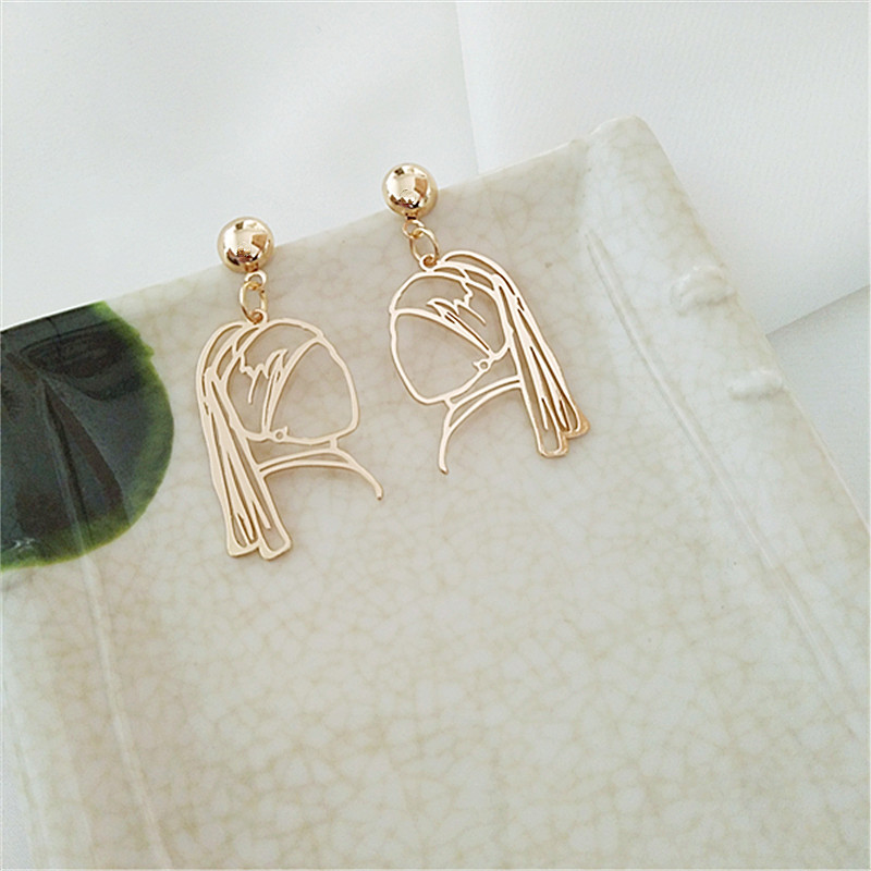 Funny Human Face Titanium Steel Plating Drop Earrings 1 Pair display picture 3