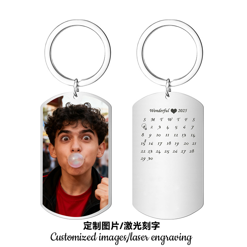 Amazon collar militar de acero inoxidable personalidad europea y americana foto personalizada no desvanecer joyería fábrica de llaveros