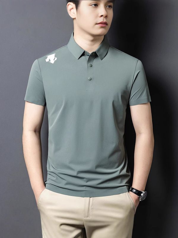 迪家同款品质无痕冰丝速干短袖t恤polo衫男士夏季商务休闲上衣男|undefined