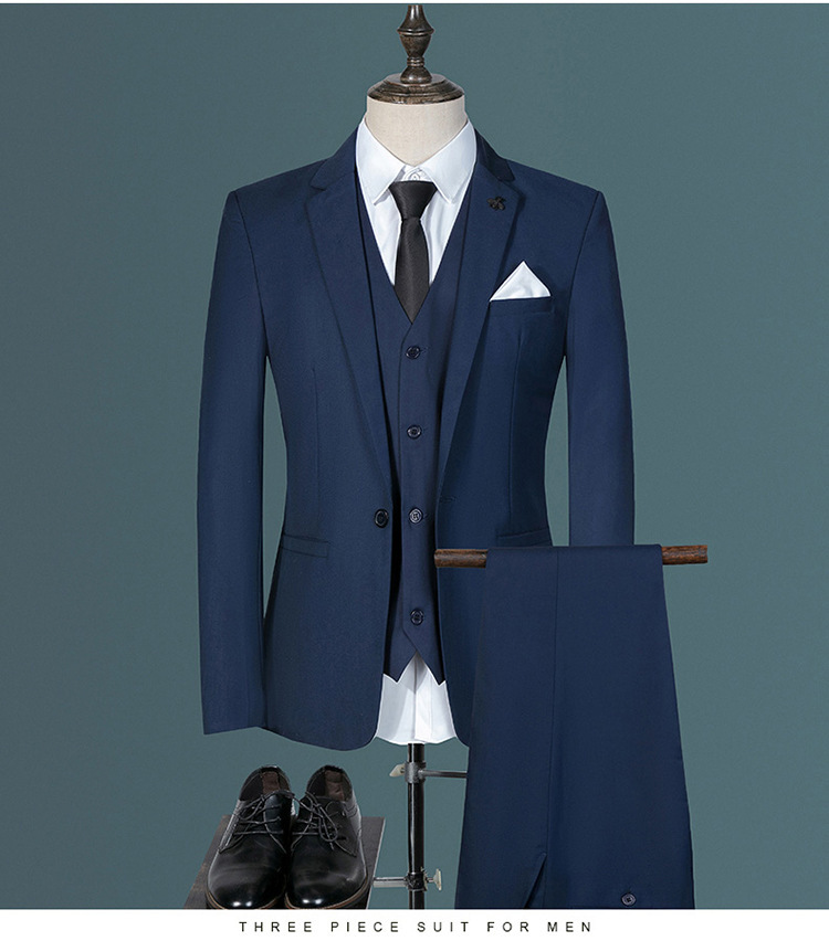 Three-piece Men's Slim Fit Suit Blazer Vest And Pants Set_voghion.com