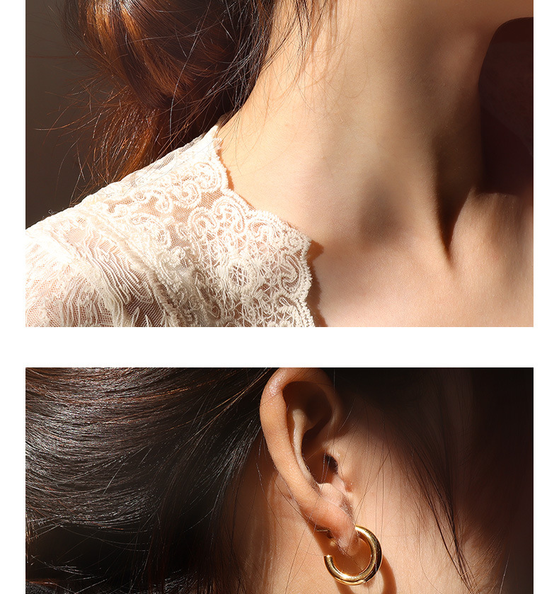 French style ins jewelry simple size geometric hollow round ring earrings titanium steel earrings