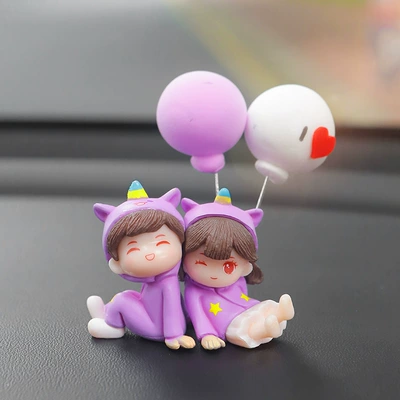 New Interior Decoration Car Car ornaments - purple-clothes-depends-on-couple-purple-white-love-ball